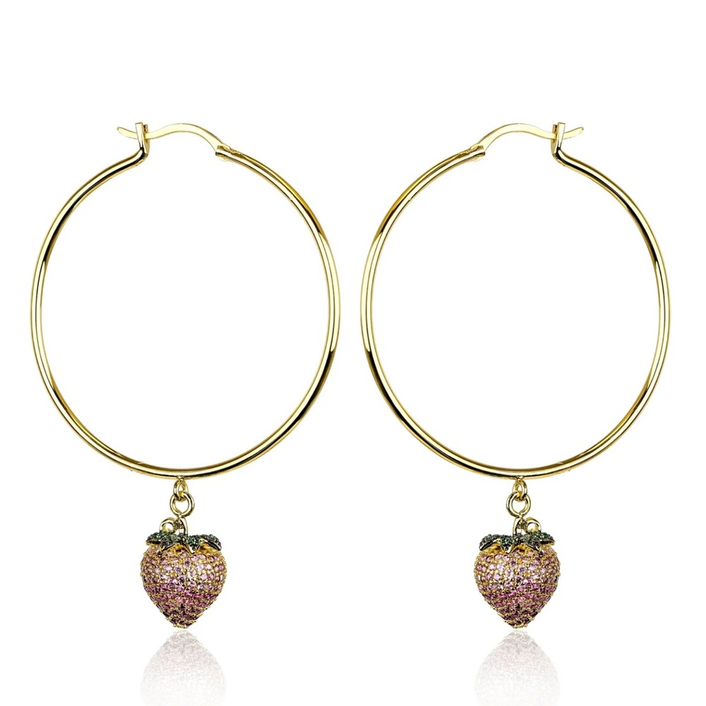 STRAWBERRY HOOP EARRINGS Noir Jewelry - NWT